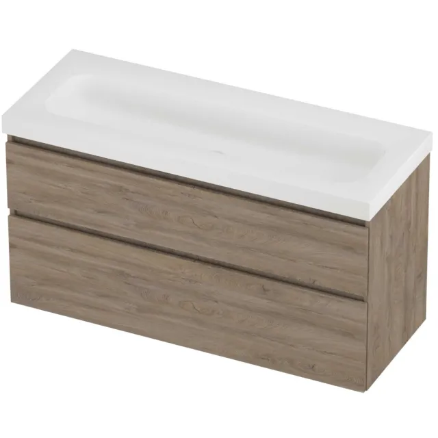 Proline Haga Badmeubelset Polystone Mezza Zonder Kraangat 120x46x66 cm Mat White Raw Oak Eiken