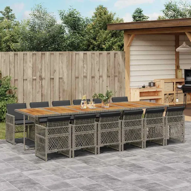 vidaXL 13-delige Tuinset met kussens poly rattan grijs, foto 2