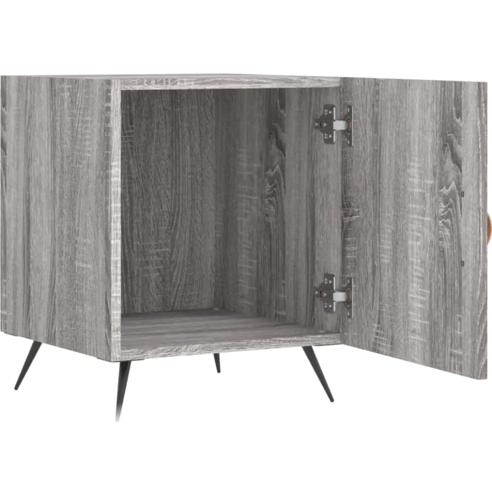 vidaXL Nachtkastjes 2 st 40x40x50 cm bewerkt hout grijs sonoma eiken, foto 3