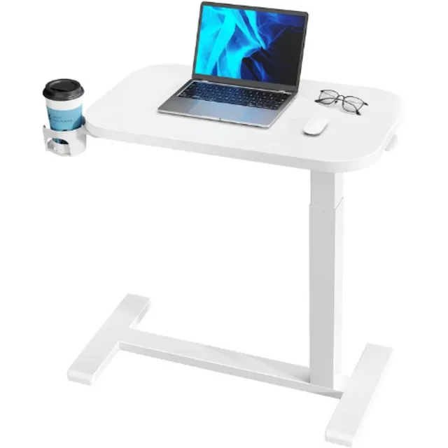 HUANUO Bijzettafel Met Wieltjes - Verstelbare Rollende Laptoptafel - Compacte Tafel Voor Bank Bed En Kantoor - Modern En Ruimtebesparend Design WIT