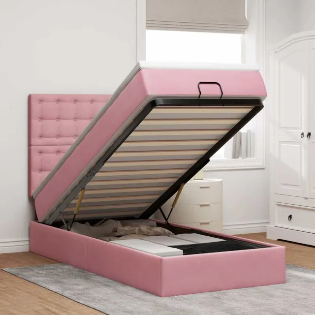 vidaXL Ottoman bed met matrassen 90x200cm fluweel roze