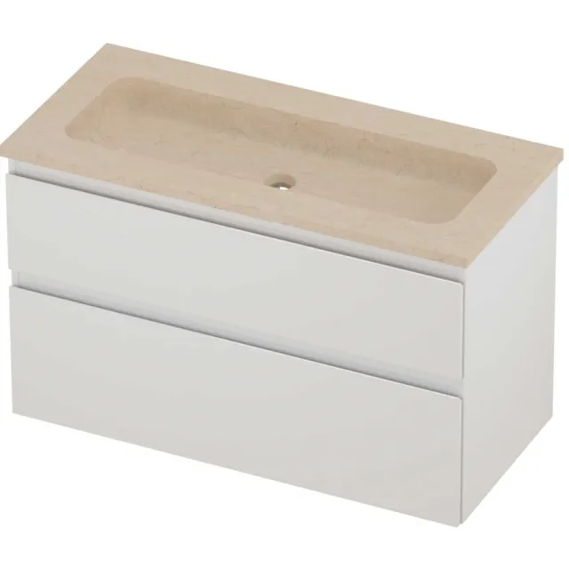 Proline Rollo Badmeubelset Hardsteen Elegant 100x46x62 cm Sand Stone Glans Wit