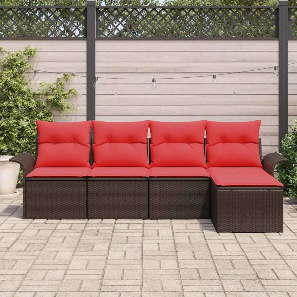 vidaXL Tuin Sofa Set 5 st Bruin poly rattan, foto 3