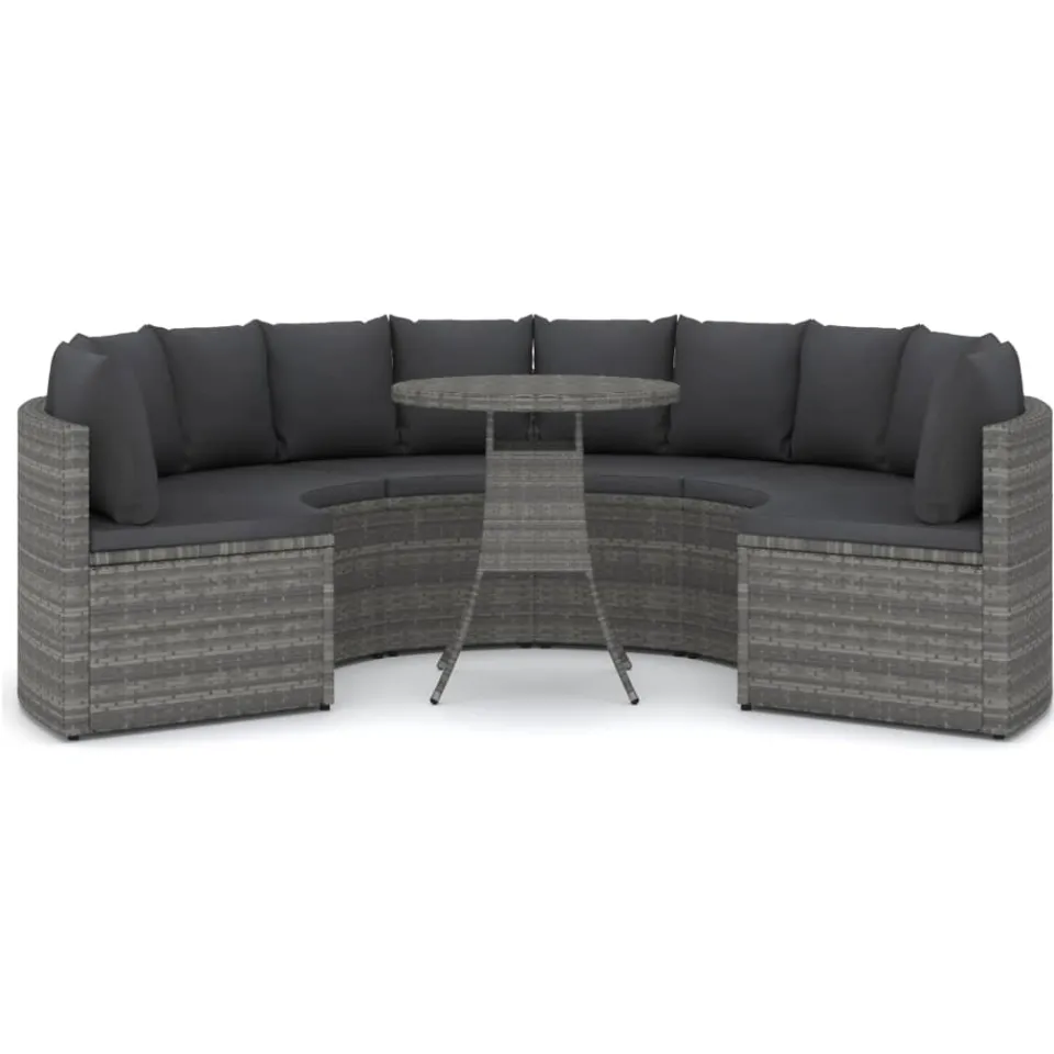vidaXL 7-delige Loungeset met kussens poly rattan grijs