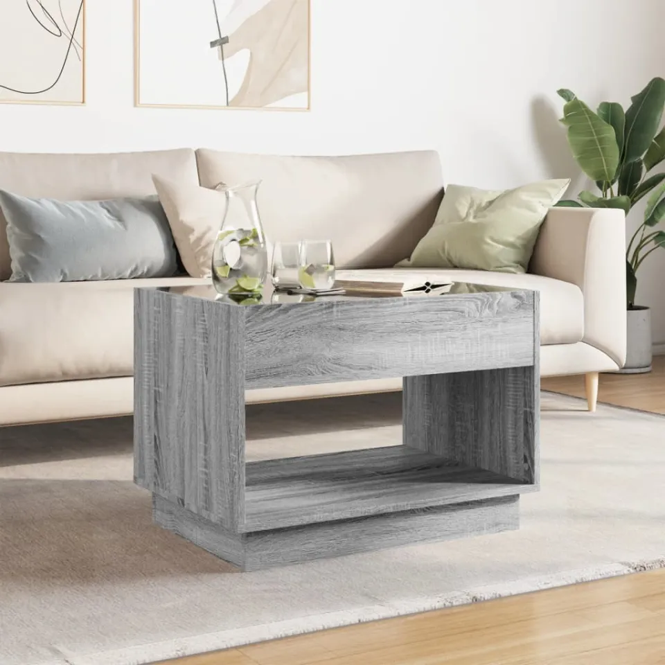 vidaXL Salontafel met Infinity LED 70x50x50 cm grijs sonoma eikenkleur, foto 4