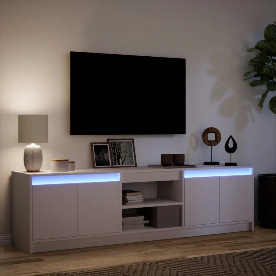vidaXL Tv-meubel met LED 180x34x50 cm bewerkt hout wit, foto 4