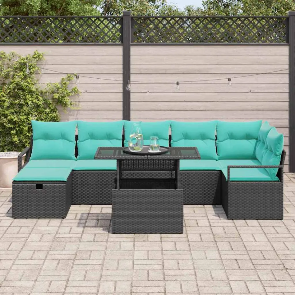 vidaXL Tuin Sofa Set 8 st poly rattan zwart, foto 3
