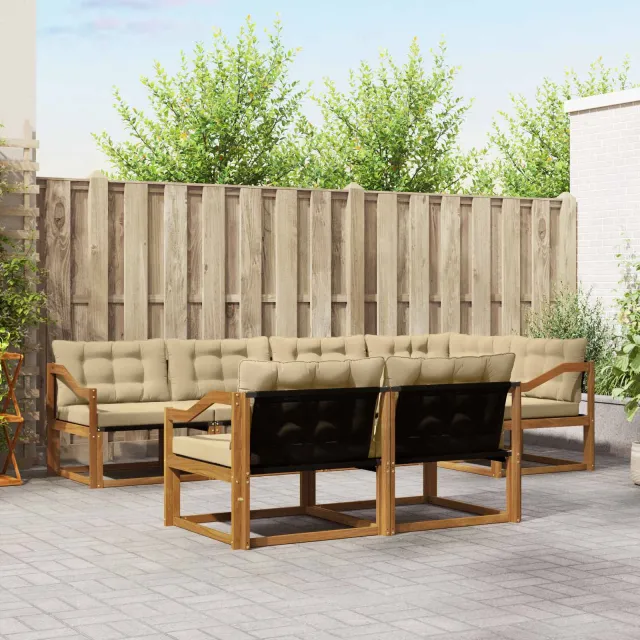 vidaXL Buiten bankenset 7 st 7-zits Natuurlijk en Beige