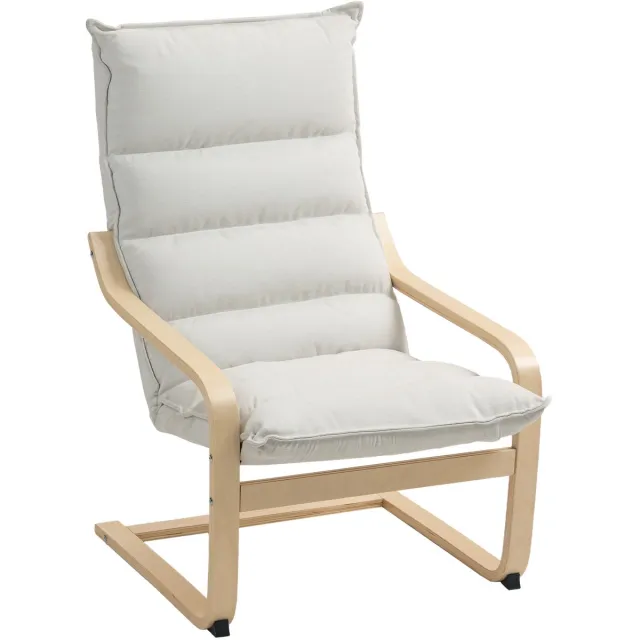 Homona Relaxfauteuil - Met licht verend frame en gebogen armleuningen - Met 12 cm dik kussen en fluweeloptiek bekleding - 67 x 83 x 105 cm - Crèmewit