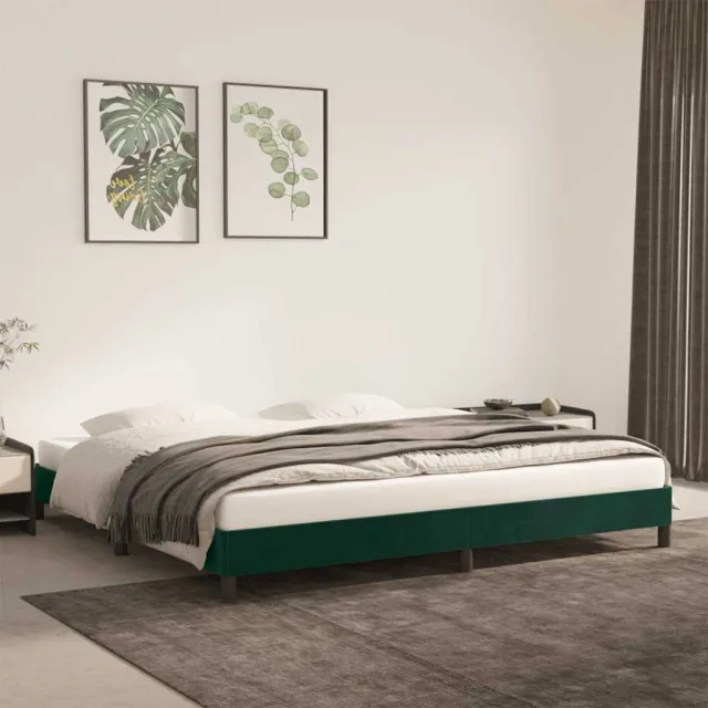 vidaXL Bedframe zonder matras 200x200 cm fluweel donkergroen