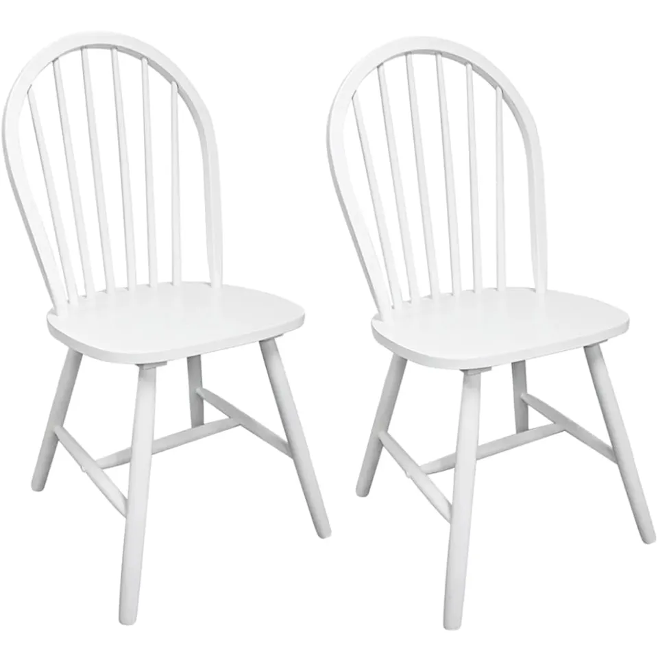 vidaXL Eetkamerstoelen 2 st massief rubberwood wit, foto 3