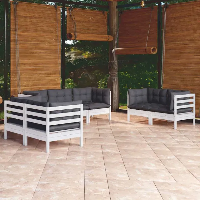 vidaXL 7-delige Loungeset met kussens massief grenenhout wit, foto 2