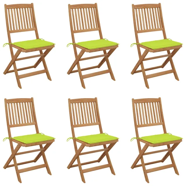 vidaXL Inklapbare stoelen 6 st met kussens massief acaciahout Groen