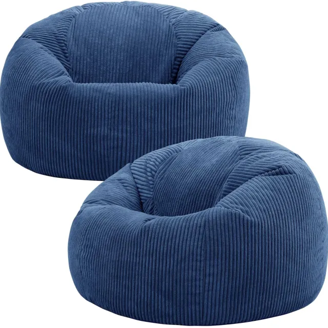 Icon Kingston Zitzak Fauteuil - Set van 2 - Ribfluweel - Denimblauw