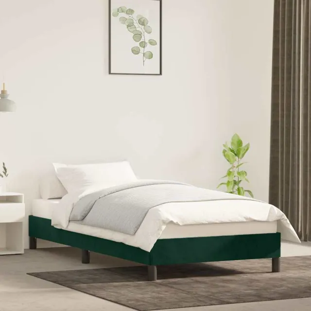 vidaXL Bedframe zonder matras 90x200 cm fluweel donkergroen