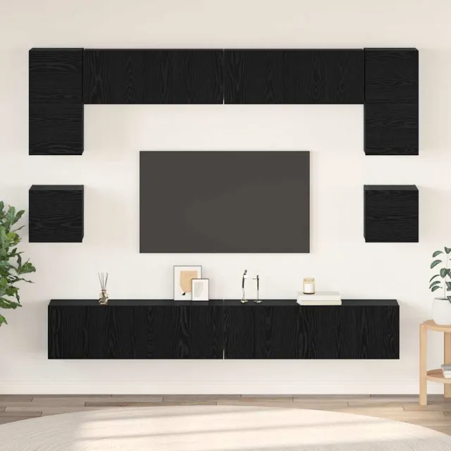 vidaXL Tv-meubelset 8 st 100 x 30 x 30 cm Zwart Eiken