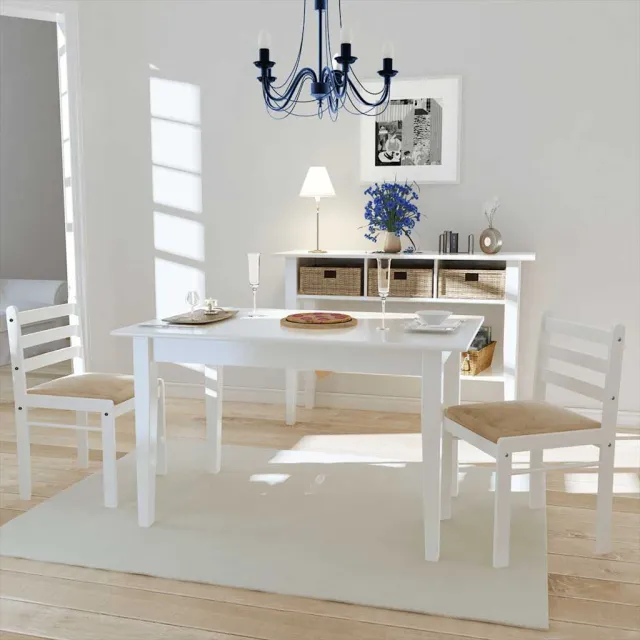 vidaXL Eetkamerstoelen 2 st massief rubberwood en fluweel wit, foto 2