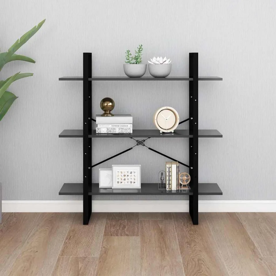 vidaXL Boekenkast 100x30x105 cm bewerkt hout grijs, foto 3
