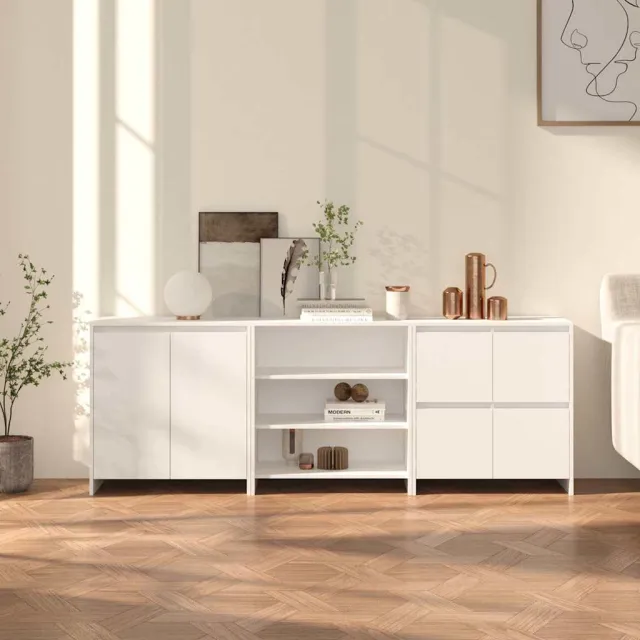 vidaXL 3 st. Dressoirs bewerkt hout wit, foto 2