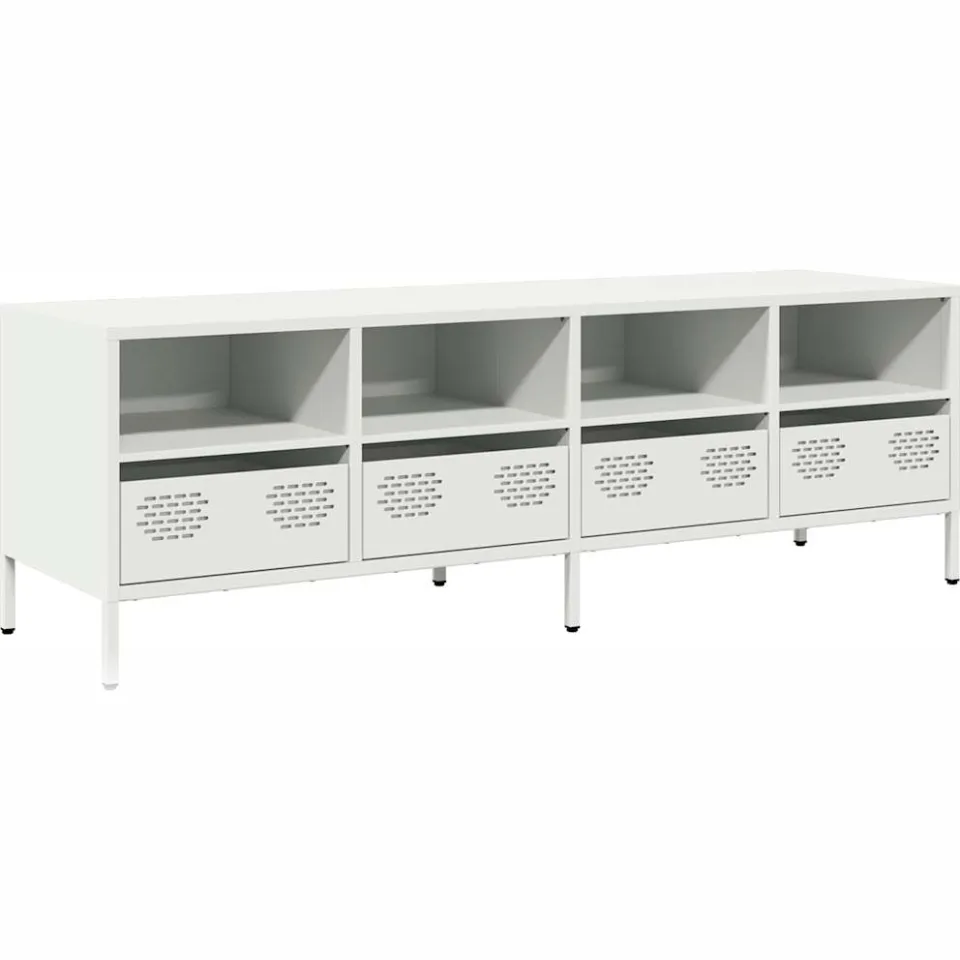 vidaXL Tv-meubel 135x39x43,5 cm koudgewalst staal wit, foto 3