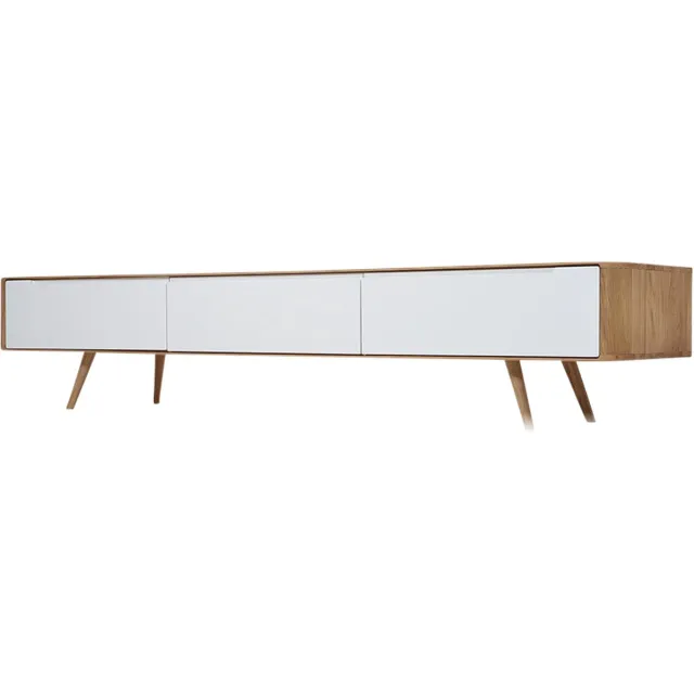 Gazzda Ena Lowboard Naturel - TV meubel - Hout - Massief Eiken - Wit - 225 cm Natural Eiken