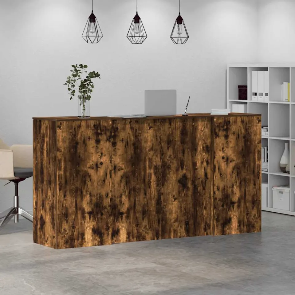 vidaXL Receptiebalie 200x50x103,5 cm bewerkt hout gerookt eikenkleurig, foto 4