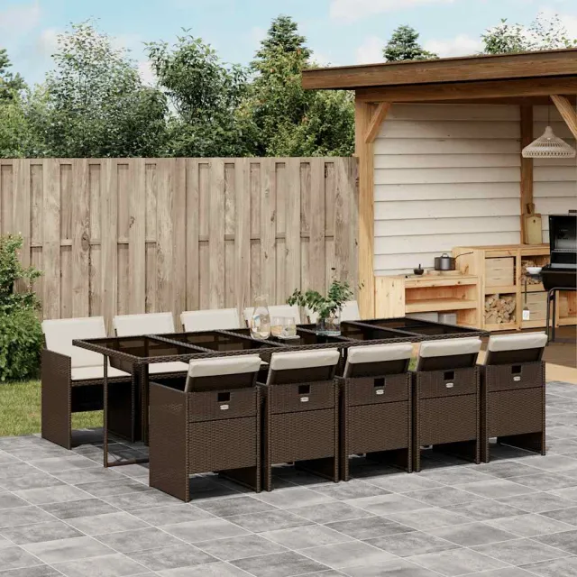 vidaXL 11-delige Tuinset met kussens poly rattan zwart, foto 2