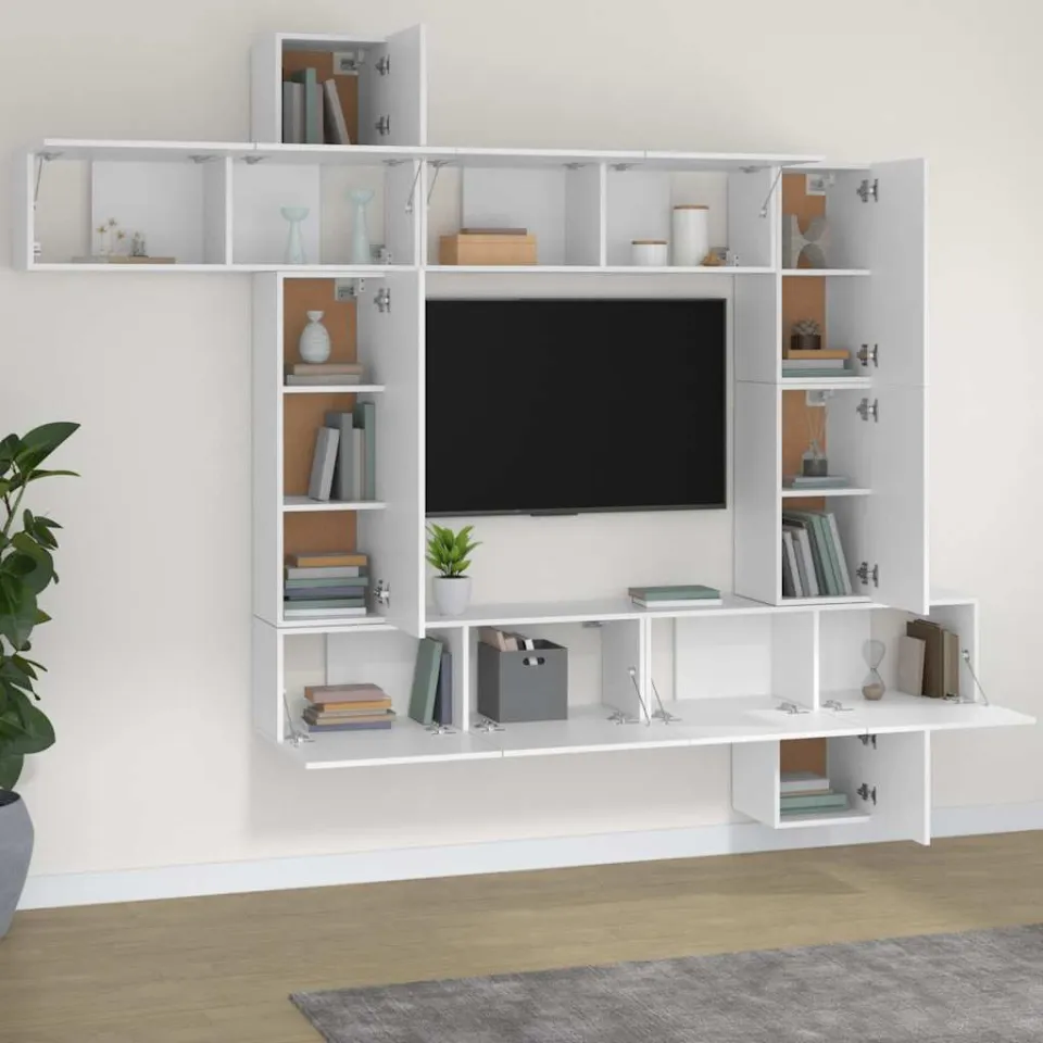 vidaXL 9-delige Tv-meubelset bewerkt hout wit, foto 3