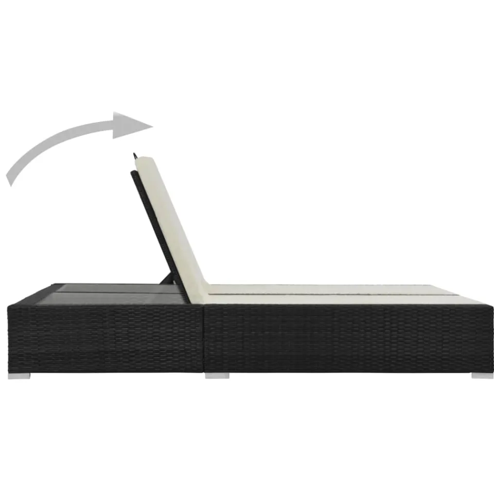 vidaXL Ligbed tweepersoons poly rattan zwart, foto 3