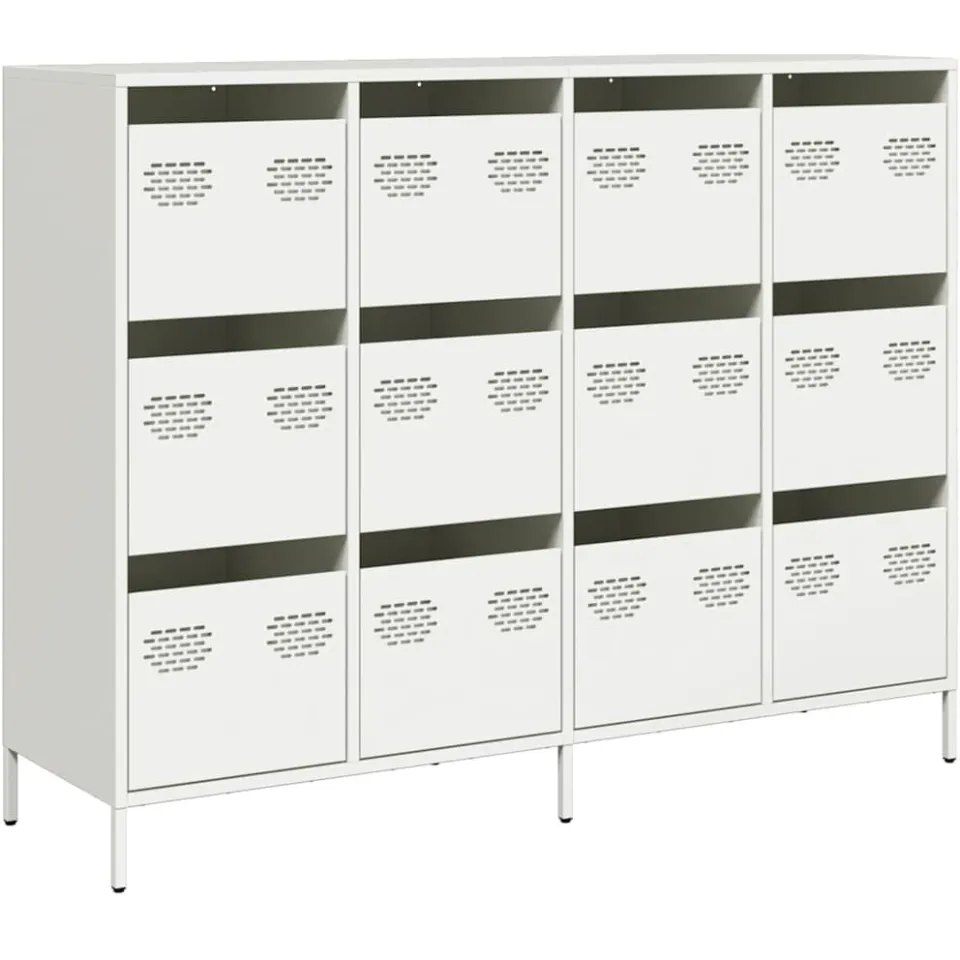 vidaXL Dressoir 135x39x103,5 cm koudgewalst staal wit, foto 3