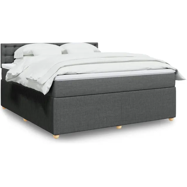 vidaXL Boxspring met matras stof donkergrijs 180x200 cm grijs