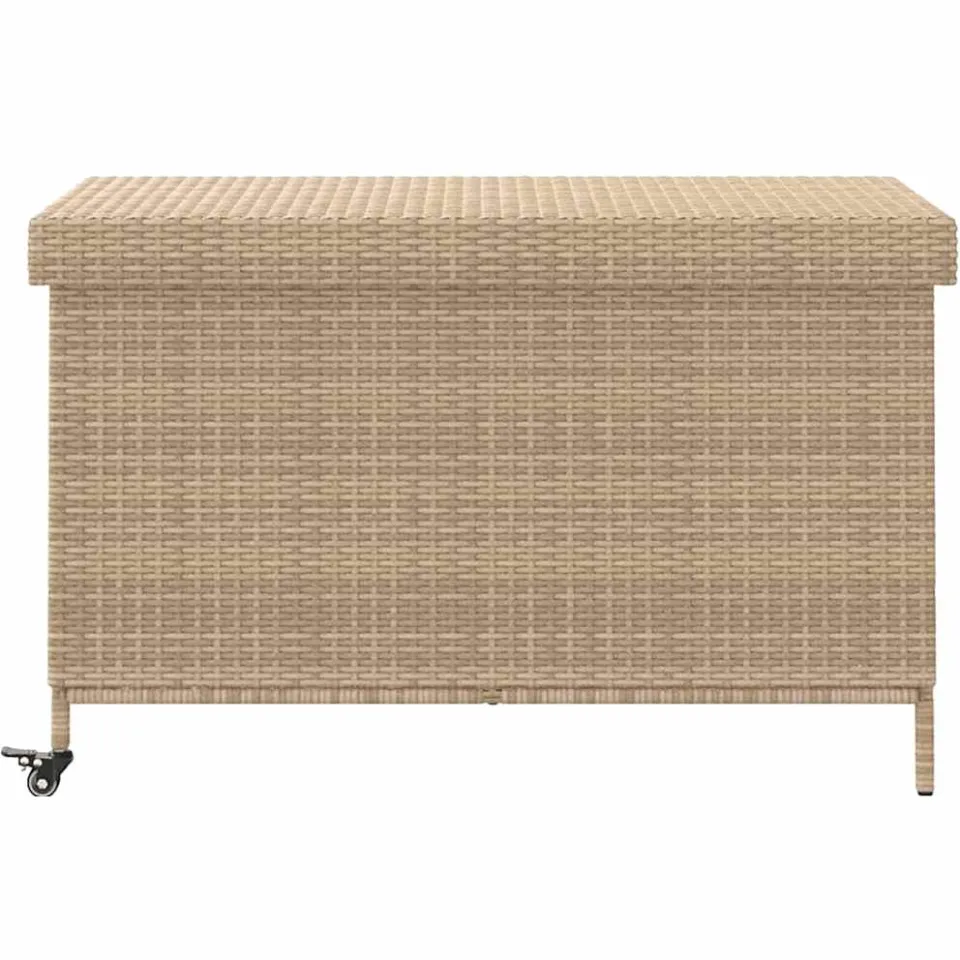 vidaXL Tuinbox met wielen 110x55x73 cm poly rattan gemengd beige, foto 4
