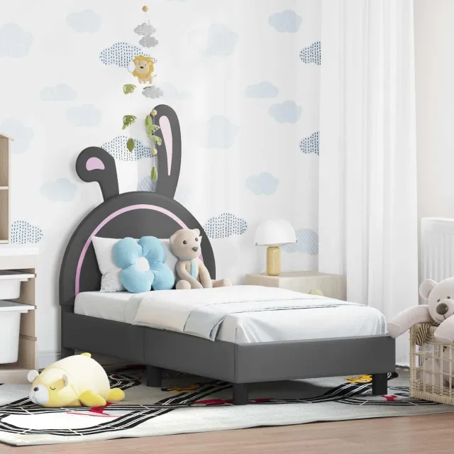 vidaXL Peuterbedframe met hoofdbord Lichtgrijs 70 x 140 cm PU