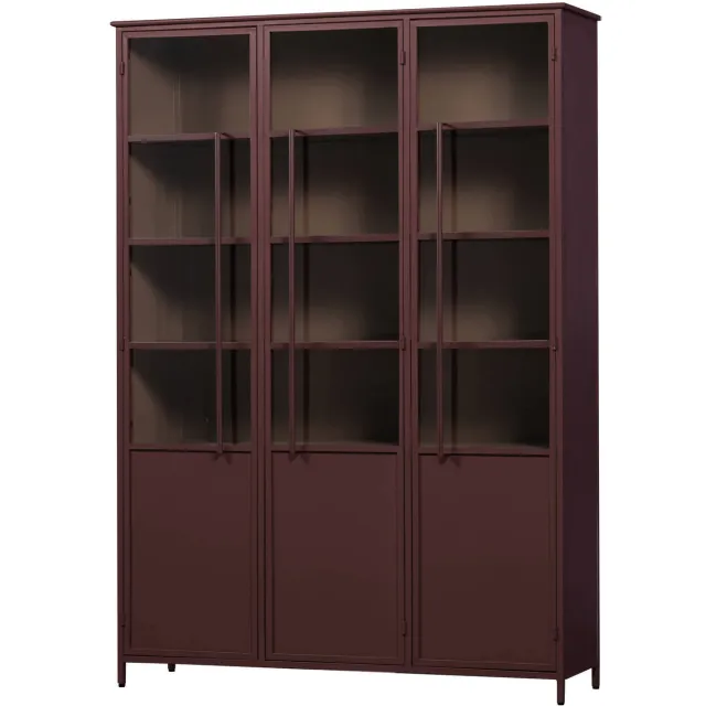 WOOOD Exhibit XL 3-deurs vitrinekast bordeauxrood burgundy red