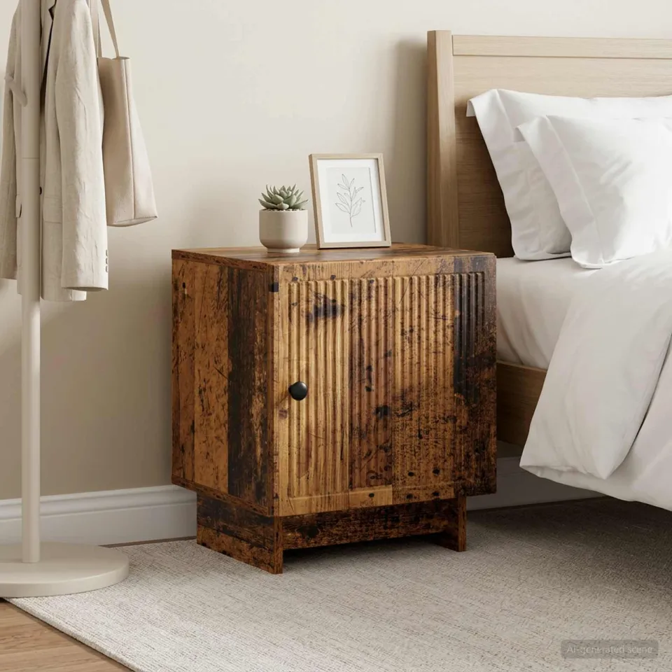 vidaXL Nachtkastje 2 st Oud hout 43 x 34,5 x 50 cm Bewerkt hout bruin, foto 4
