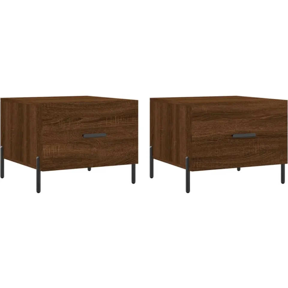 vidaXL Salontafels 2 st 50x50x40 cm bewerkt hout bruin eikenkleur, foto 3