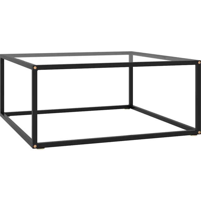 vidaXL Salontafel met gehard glas 80x80x35 cm zwart, foto 2