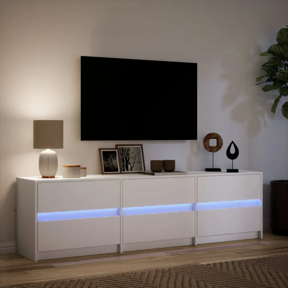 vidaXL Tv-meubel met LED 180x34x50 cm bewerkt hout wit, foto 4