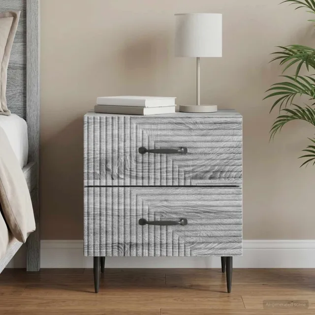 vidaXL Nachtkastje Grijs sonoma 43 x 34,5 x 47,5 cm Bewerkt hout, foto 2