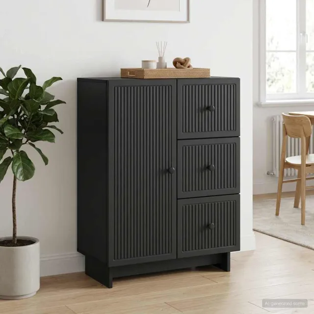 vidaXL Dressoir met lade Zwart 66 x 34,5 x 90 cm Bewerkt hout, foto 2