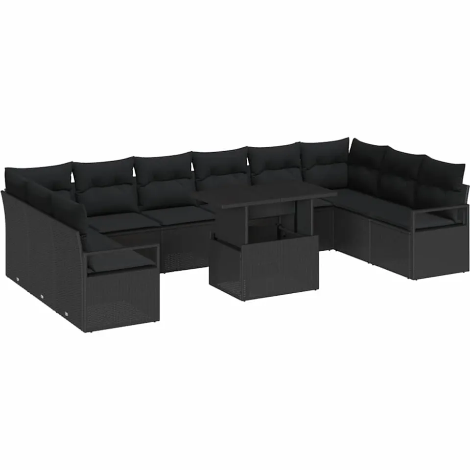 vidaXL Tuin Sofa Set 11 st Zwart poly rattan