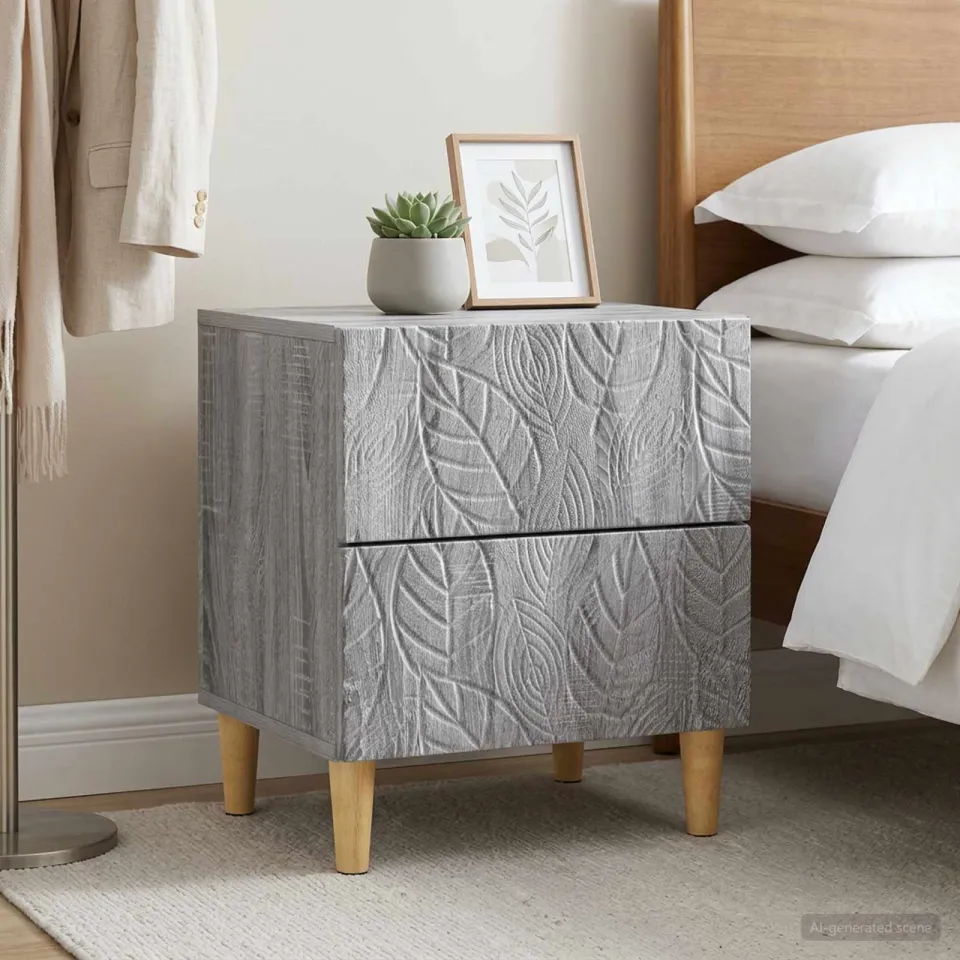 vidaXL Nachtkastje 2 st Grijs Sonoma 43 x 34,5 x 48 cm Bewerkt hout, foto 3