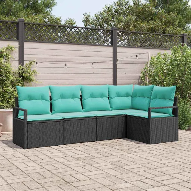 vidaXL Bankstel 5 st Zwart poly rattan, foto 2