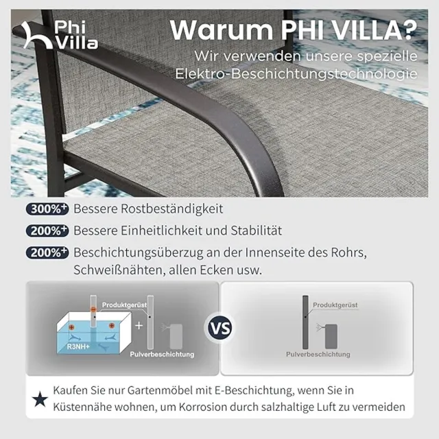 Laura Tuinset 6 Personen 170x96 cm – Luxe Metalen Tuintafel met 6 Textileen Stoelen, Weerbestendig, Modern Buitenmeubilair voor Terras & Balkon – Laura Bruin / Zwart
