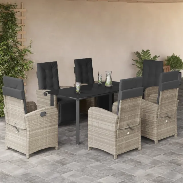 vidaXL 7-delige Tuinset met kussens poly rattan grijs, foto 2