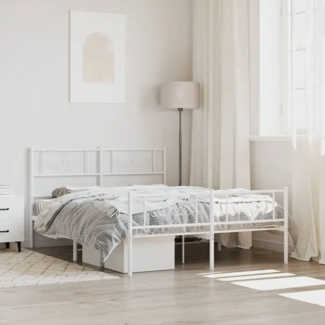 vidaXL Bedframe met hoofd- en voeteneinde metaal wit 120x200 cm
