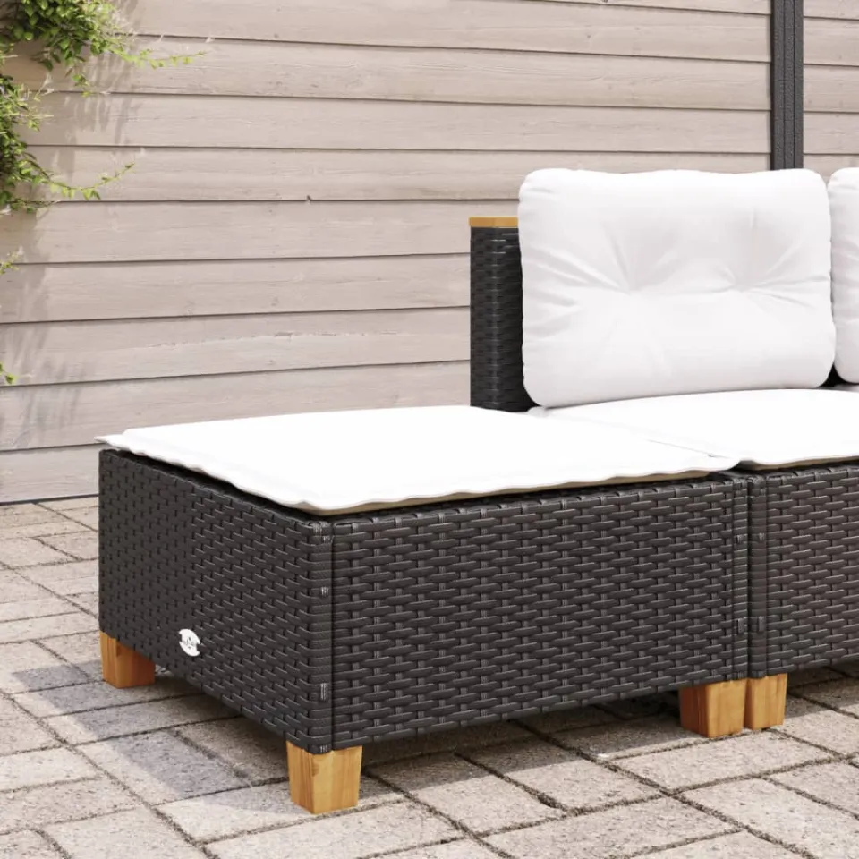 vidaXL Tuinkruk met kussen 63,5x56x32 cm poly rattan zwart, foto 3
