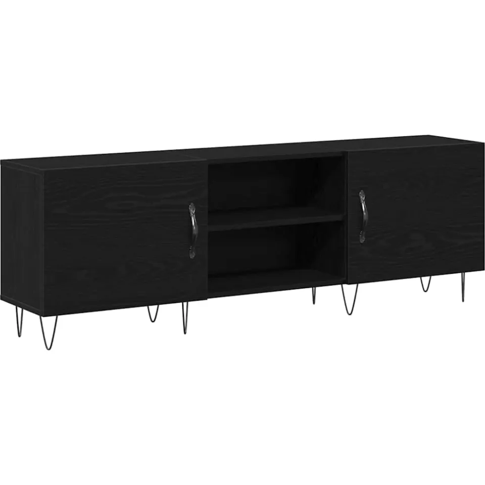 vidaXL Tv-meubelset 150 x 30 x 50 cm Zwart Eiken Bewerkt hout