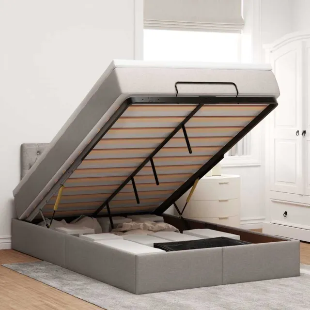 vidaXL Ottoman bed met matras 120x190 cm stof taupe