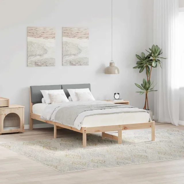vidaXL Bedframe Bruin en lichtgrijs 120 x 200 cm Massief grenenhout